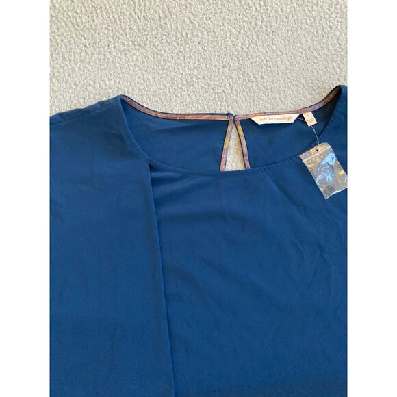 NWT Soft Surroundings Top Large Boxy Oversized Stretch Blue Career Modern Blouse - Picture 2 of 12